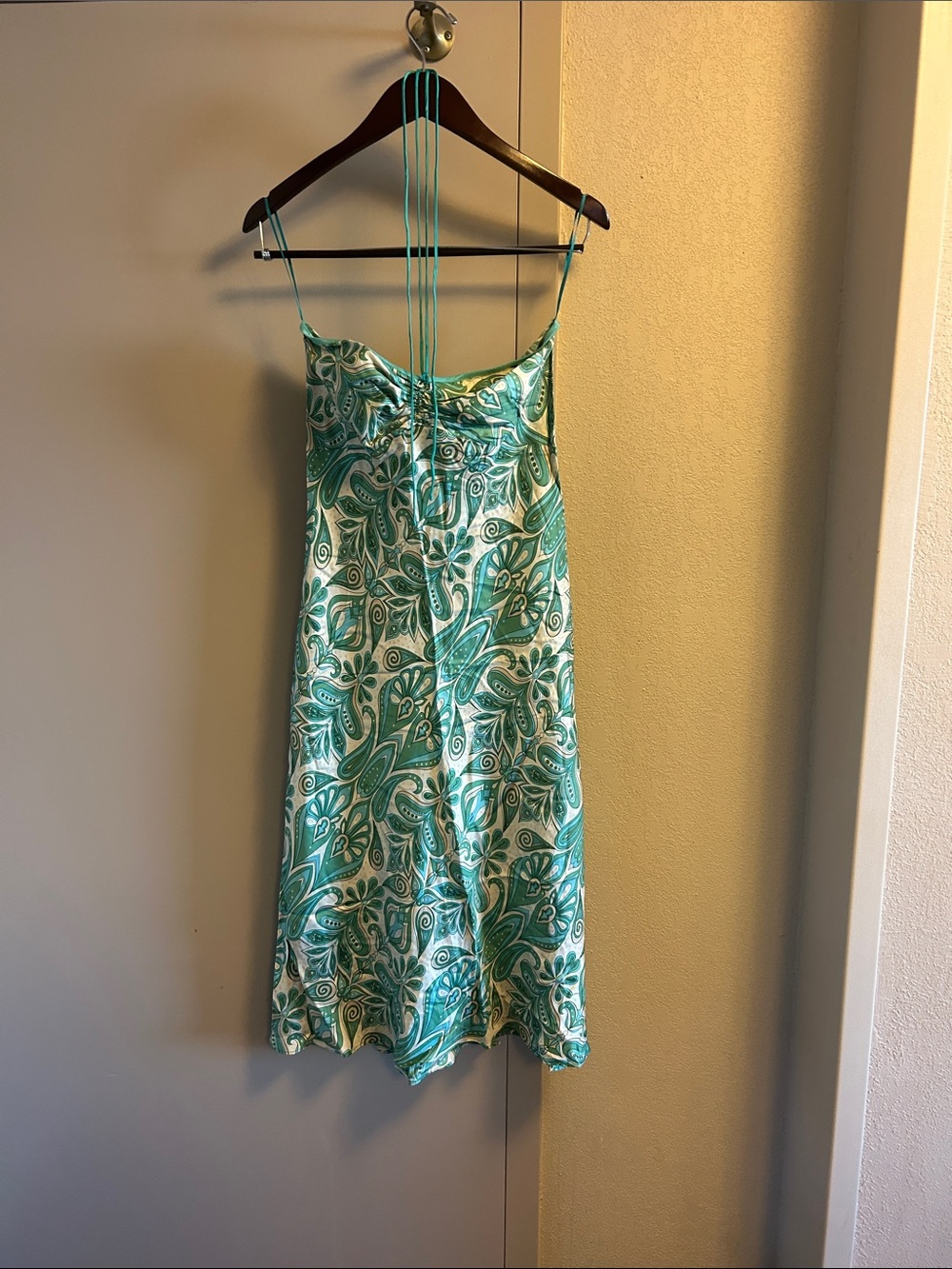 Ticci Tonetto Silk Green & White Paisley Slip Dress